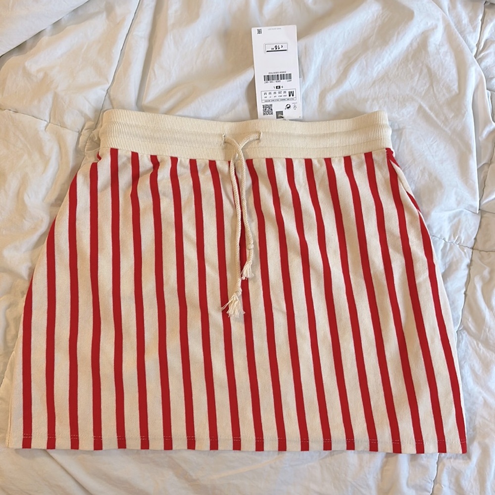 Zara red striped mini skirt / swim cover up